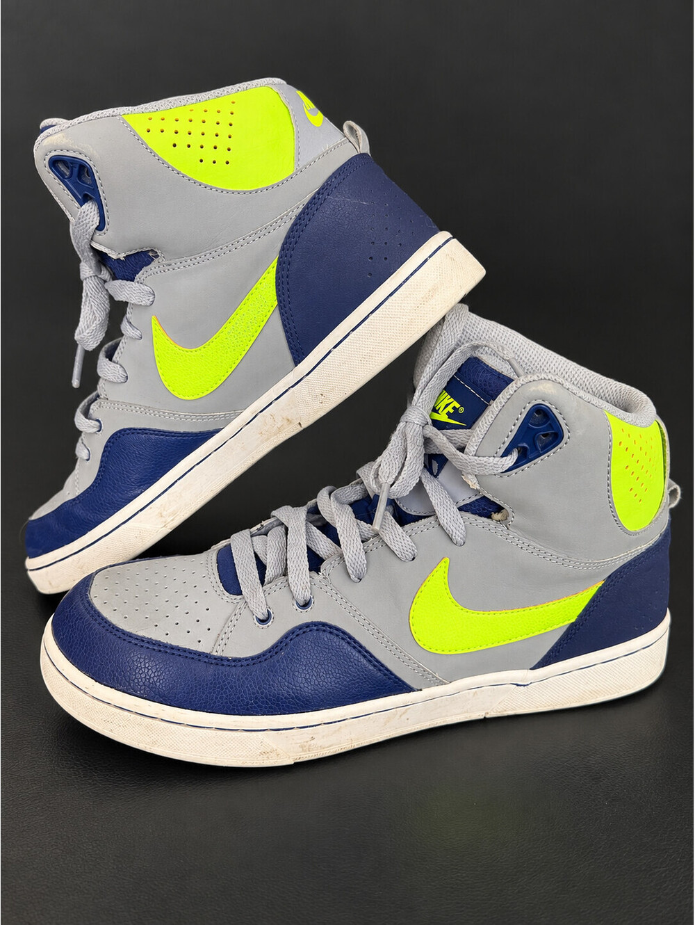 Nike Court Tranxition High Top Sneakers Gray Navy Volt 537328-034 US Men’s 10.5